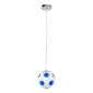 GloboStar® FOOTBALL 00644 Παιδικό Κρεμαστό Φωτιστικό Μπάλα Μονόφωτο 1 x E27 IP20 Λευκό & Μπλε Γυαλί - Μ15 x Π15 x Y18cm