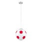 GloboStar® FOOTBALL 00646 Παιδικό Κρεμαστό Φωτιστικό Μπάλα Μονόφωτο 1 x E27 IP20 Λευκό & Κόκκινο Γυαλί - Μ25 x Π25 x Υ25cm