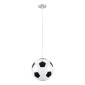 GloboStar® FOOTBALL 00647 Παιδικό Κρεμαστό Φωτιστικό Μπάλα Μονόφωτο 1 x E27 IP20 Λευκό & Μαύρο Γυαλί - Μ25 x Π25 x Υ25cm