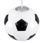 GloboStar® FOOTBALL 00647 Παιδικό Κρεμαστό Φωτιστικό Μπάλα Μονόφωτο 1 x E27 IP20 Λευκό & Μαύρο Γυαλί - Μ25 x Π25 x Υ25cm
