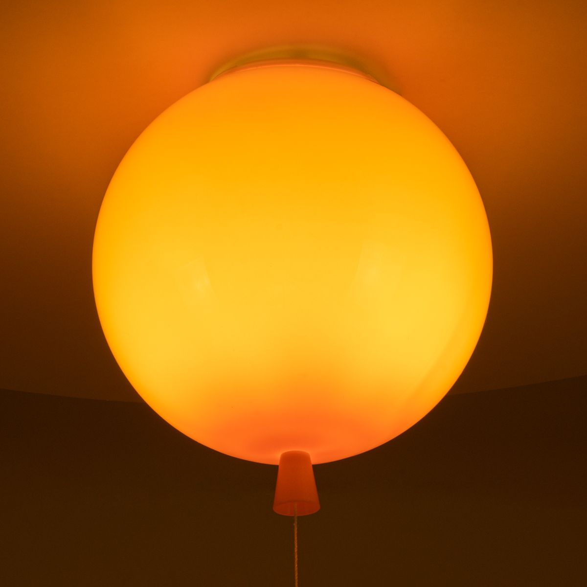 GloboStar® BALLOON 00650 Παιδικό Φωτιστικό Οροφής Μπάλα Μονόφωτο 1 x E27 IP20 Πορτοκαλί Πλαστικό με Ασημί Μέταλλο - Μ30 x Π30 x Υ33cm