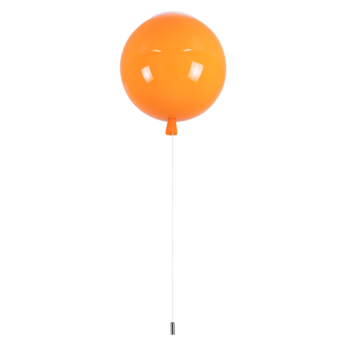 GloboStar® BALLOON 00650 Παιδικό Φωτιστικό Οροφής Μπάλα Μονόφωτο 1 x E27 IP20 Πορτοκαλί Πλαστικό με Ασημί Μέταλλο - Μ30 x Π30 x Υ33cm