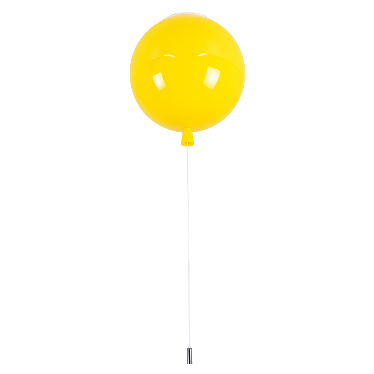 GloboStar® BALLOON 00651 Παιδικό Φωτιστικό Οροφής Μπάλα Μονόφωτο 1 x E27 IP20 Κίτρινο Πλαστικό με Ασημί Μέταλλο - Μ30 x Π30 x Υ33cm