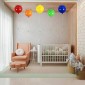 GloboStar® BALLOON 00652 Παιδικό Φωτιστικό Οροφής Μπάλα Μονόφωτο 1 x E27 IP20 Κόκκινο Πλαστικό με Ασημί Μέταλλο - Μ30 x Π30 x Υ33cm