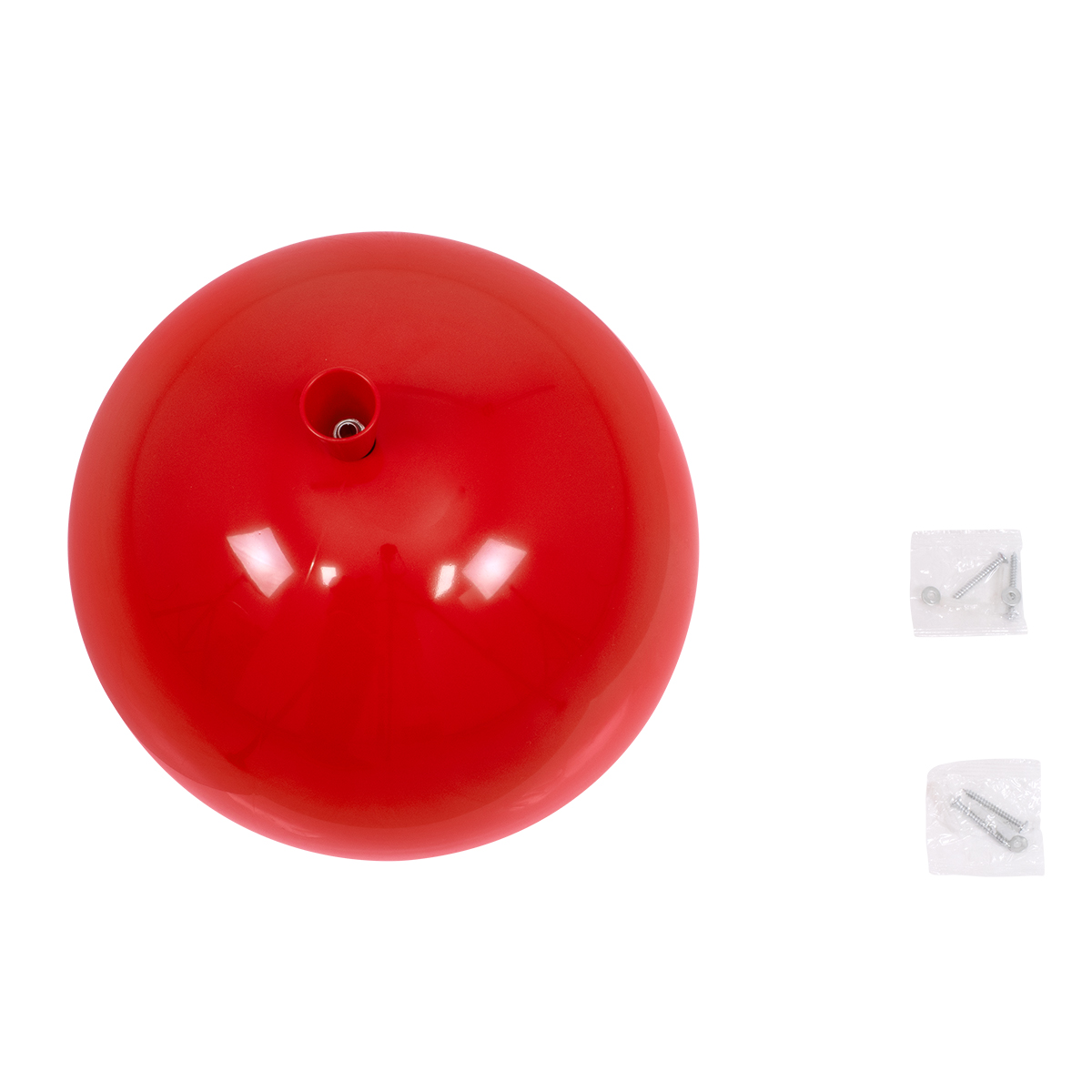 GloboStar® BALLOON 00652 Παιδικό Φωτιστικό Οροφής Μπάλα Μονόφωτο 1 x E27 IP20 Κόκκινο Πλαστικό με Ασημί Μέταλλο - Μ30 x Π30 x Υ33cm