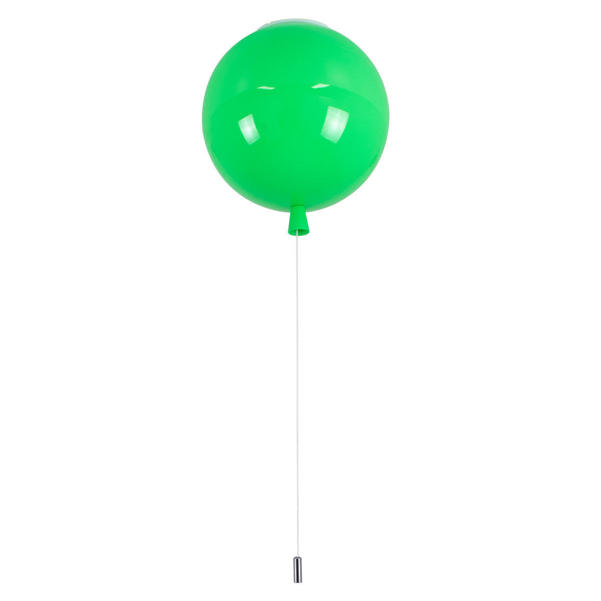 GloboStar® BALLOON 00653 Παιδικό Φωτιστικό Οροφής Μπάλα Μονόφωτο 1 x E27 IP20 Πράσινο Πλαστικό με Ασημί Μέταλλο - Μ30 x Π30 x Υ33cm