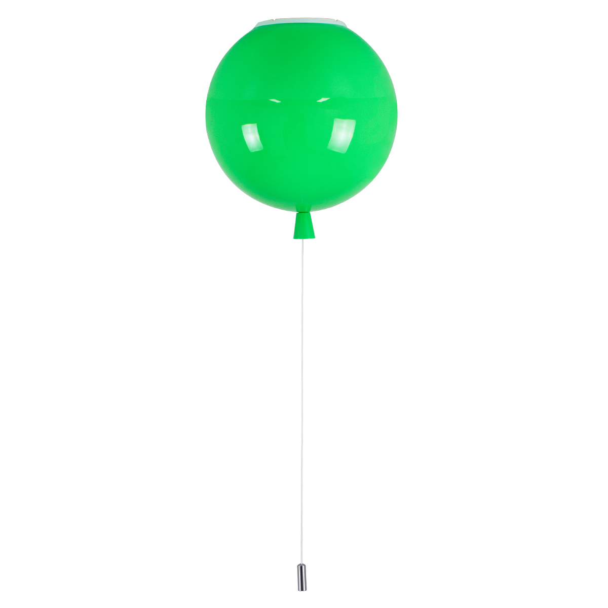 GloboStar® BALLOON 00653 Παιδικό Φωτιστικό Οροφής Μπάλα Μονόφωτο 1 x E27 IP20 Πράσινο Πλαστικό με Ασημί Μέταλλο - Μ30 x Π30 x Υ33cm