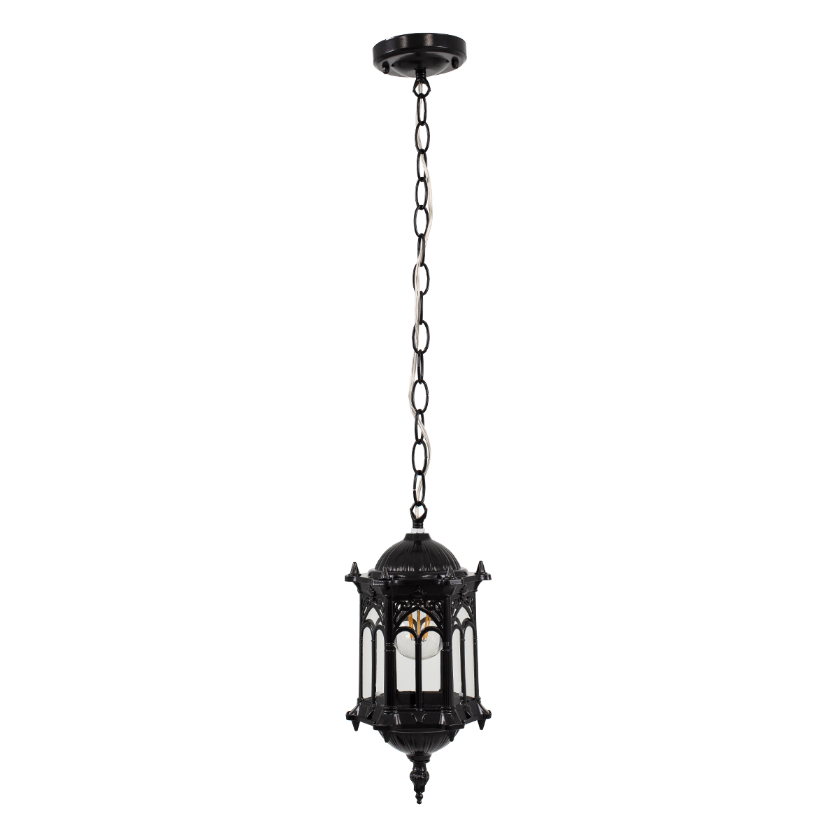 GloboStar® DARCY 00655 Vintage Κρεμαστό Φωτιστικό Πλέγμα Μονόφωτο 1 x E27 IP20 Μαύρο Μέταλλο - Μ15.5 x Π15.5 x Υ32.5cm