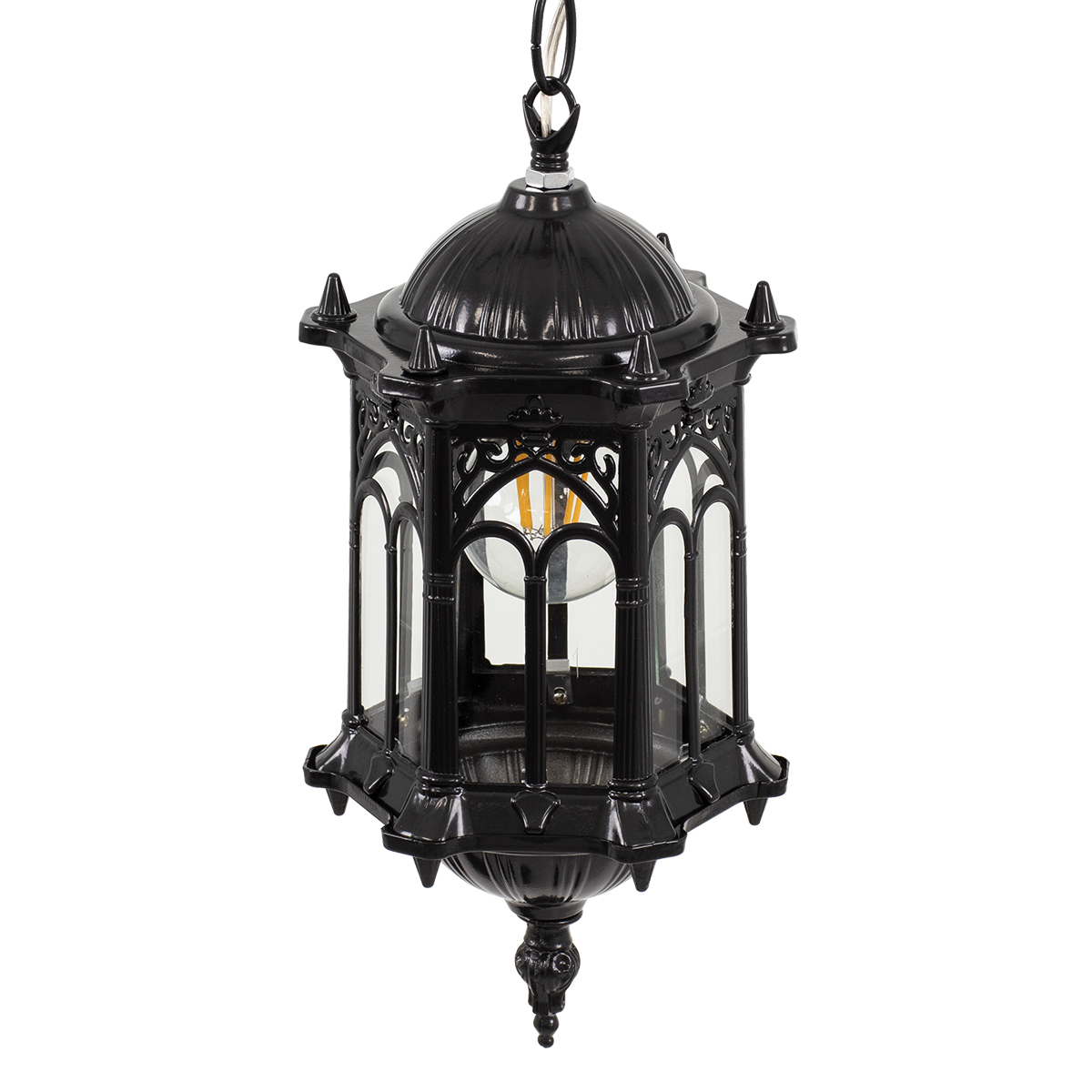 GloboStar® DARCY 00655 Vintage Κρεμαστό Φωτιστικό Πλέγμα Μονόφωτο 1 x E27 IP20 Μαύρο Μέταλλο - Μ15.5 x Π15.5 x Υ32.5cm