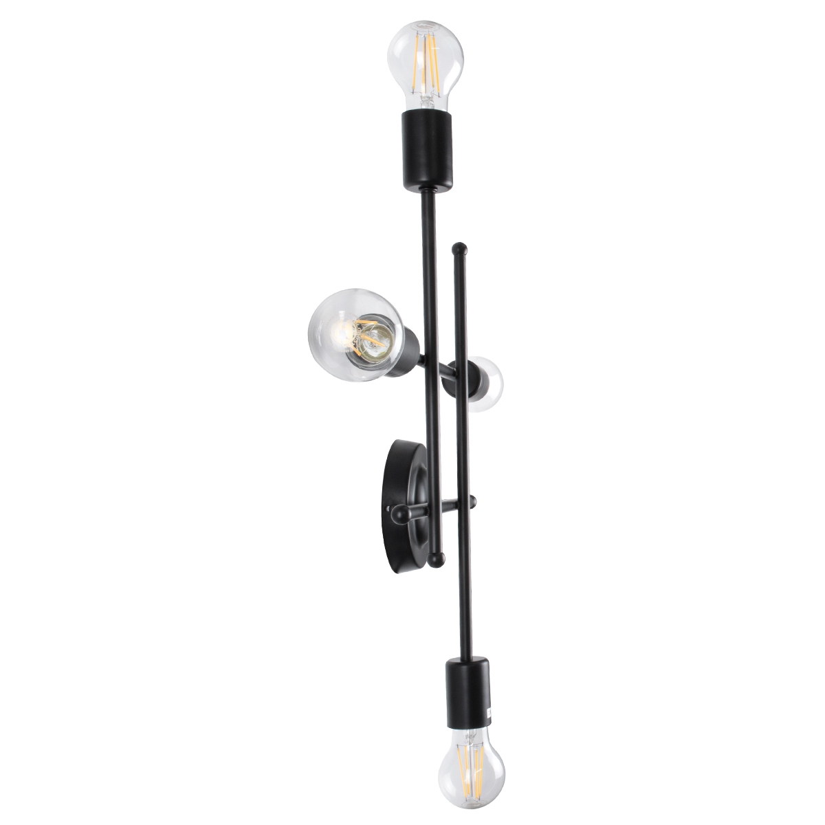 GloboStar® PIPING 00661 Vintage Επιτοίχιο Φωτιστικό Πολύφωτο 4 x E27 IP20 Μαύρο Μέταλλο - Μ40 x Π9 x Υ52cm