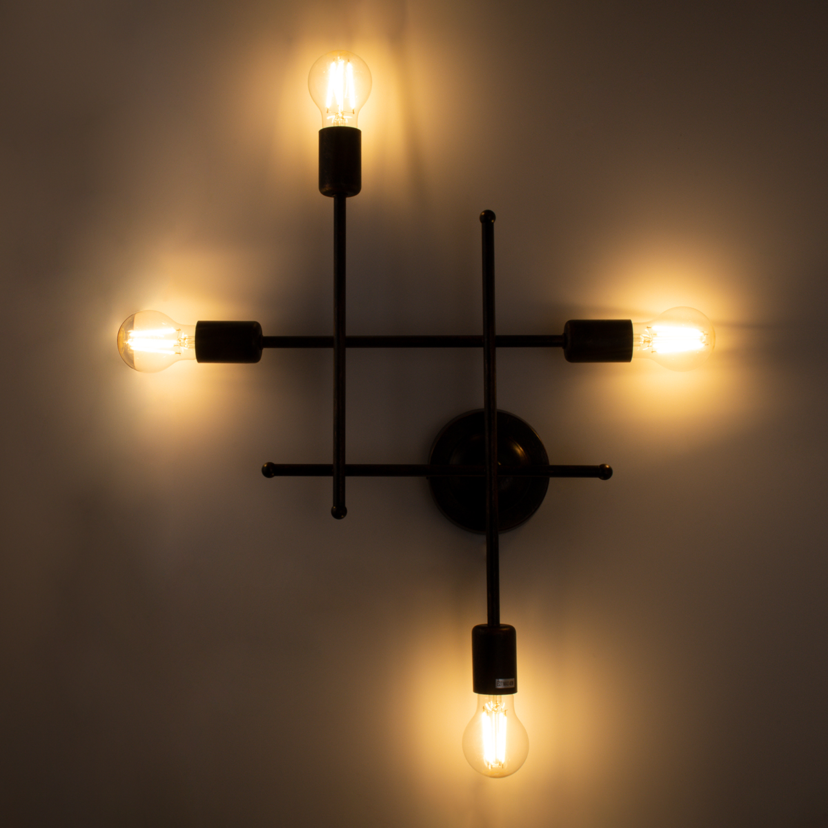 GloboStar® PIPING 00662 Vintage Επιτοίχιο Φωτιστικό Πολύφωτο 4 x E27 IP20 Χάλκινο Μέταλλο - Μ40 x Π9 x Υ52cm