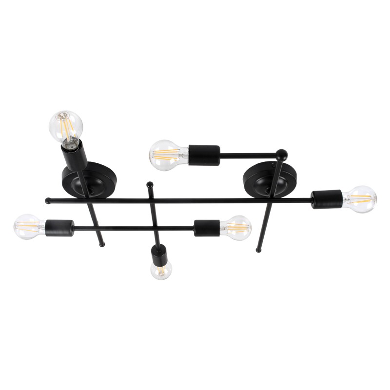 GloboStar® PIPING 00664 Vintage Επιτοίχιο Φωτιστικό Πολύφωτο 6 x E27 IP20 Μαύρο Μέταλλο - Μ66 x Π9.5 x Υ49cm