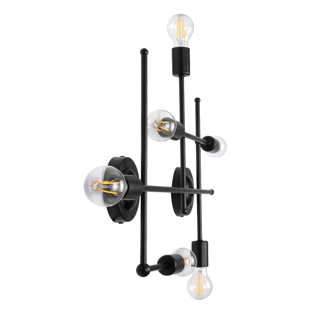 GloboStar® PIPING 00664 Vintage Επιτοίχιο Φωτιστικό Πολύφωτο 6 x E27 IP20 Μαύρο Μέταλλο - Μ66 x Π9.5 x Υ49cm