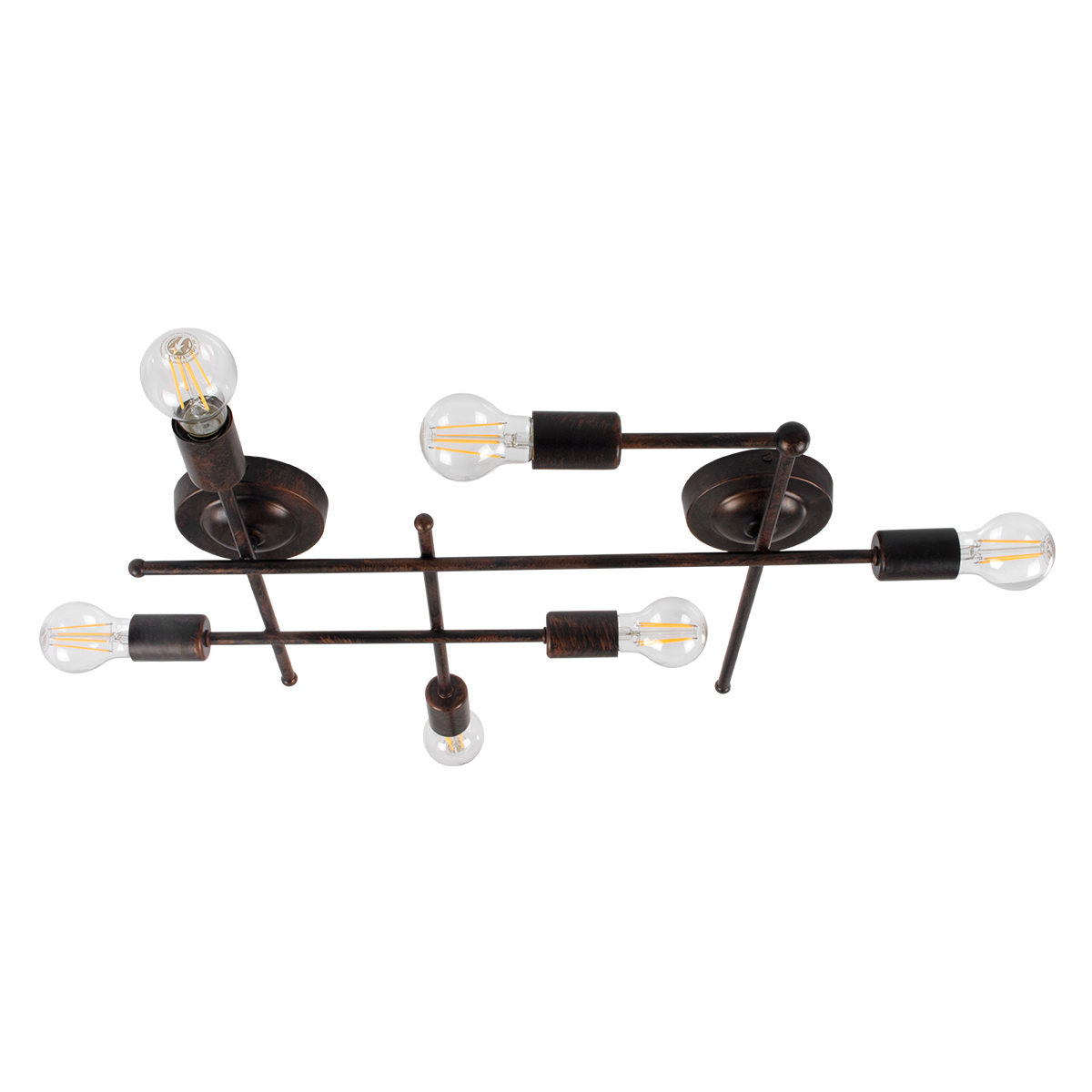 GloboStar® PIPING 00665 Vintage Επιτοίχιο Φωτιστικό Πολύφωτο 6 x E27 IP20 Χάλκινο Μέταλλο - Μ66 x Π9.5 x Υ49cm