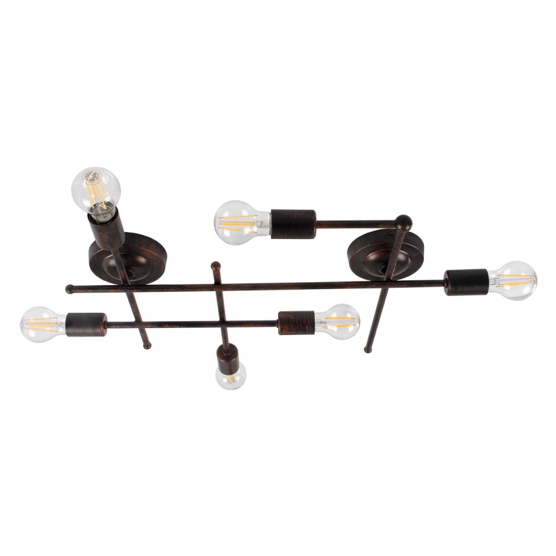 GloboStar® PIPING 00665 Vintage Επιτοίχιο Φωτιστικό Πολύφωτο 6 x E27 IP20 Χάλκινο Μέταλλο - Μ66 x Π9.5 x Υ49cm