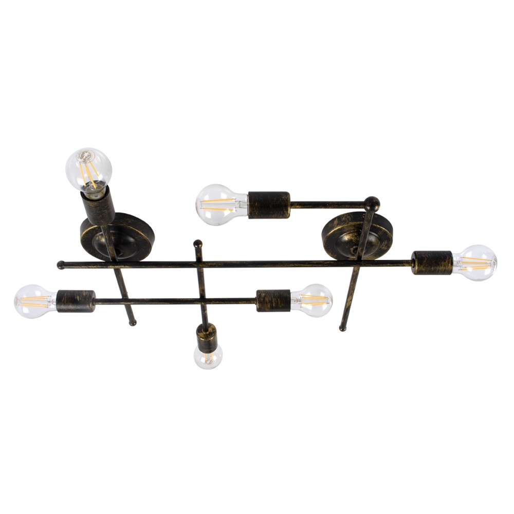 GloboStar® PIPING 00666 Vintage Επιτοίχιο Φωτιστικό Πολύφωτο 6 x E27 IP20 Μπρούτζινο Μέταλλο - Μ66 x Π9.5 x Υ49cm