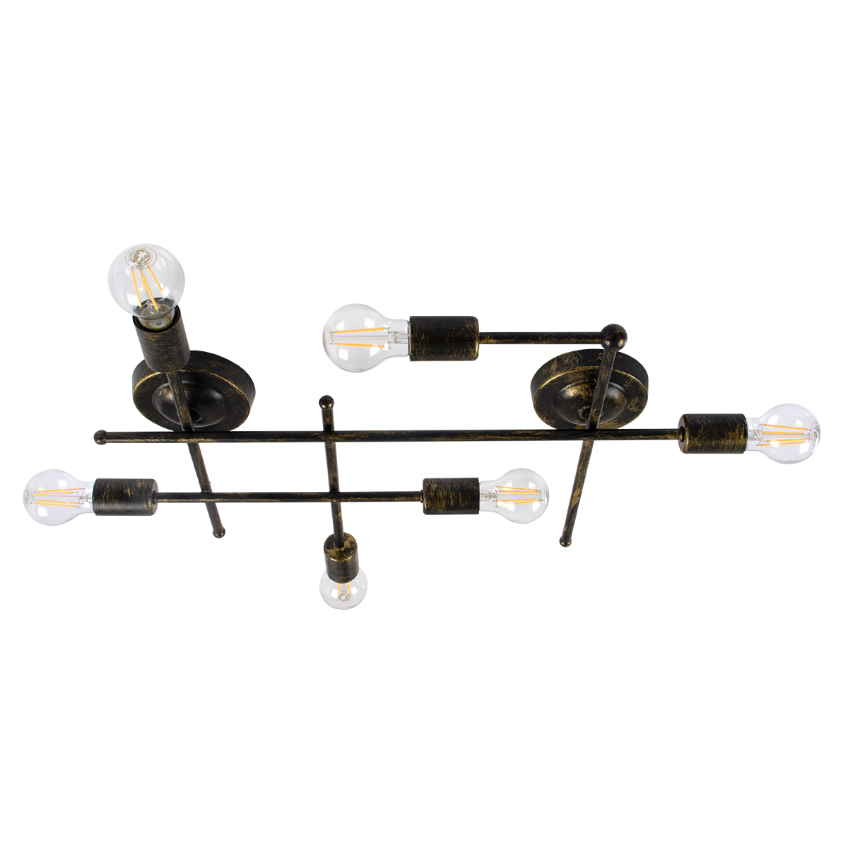 GloboStar® PIPING 00666 Vintage Επιτοίχιο Φωτιστικό Πολύφωτο 6 x E27 IP20 Μπρούτζινο Μέταλλο - Μ66 x Π9.5 x Υ49cm
