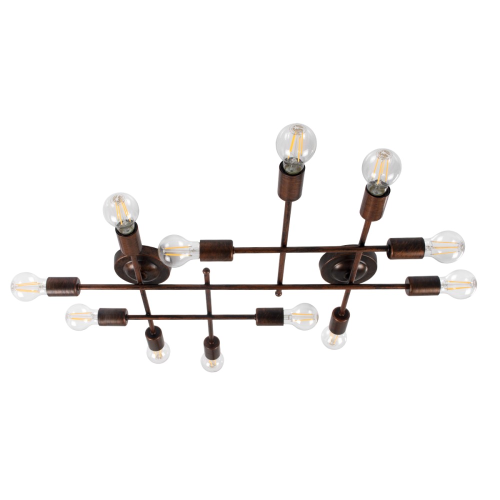 GloboStar® PIPING 00668 Vintage Επιτοίχιο Φωτιστικό Πολύφωτο 12 x E27 IP20 Χάλκινο Μέταλλο - Μ78.5 x Π9.5 x Υ64cm