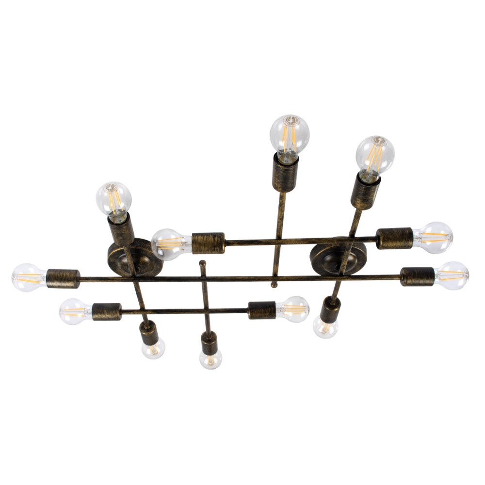 GloboStar® PIPING 00669 Vintage Επιτοίχιο Φωτιστικό Πολύφωτο 12 x E27 IP20 Μπρούτζινο Μέταλλο - Μ78.5 x Π9.5 x Υ64cm