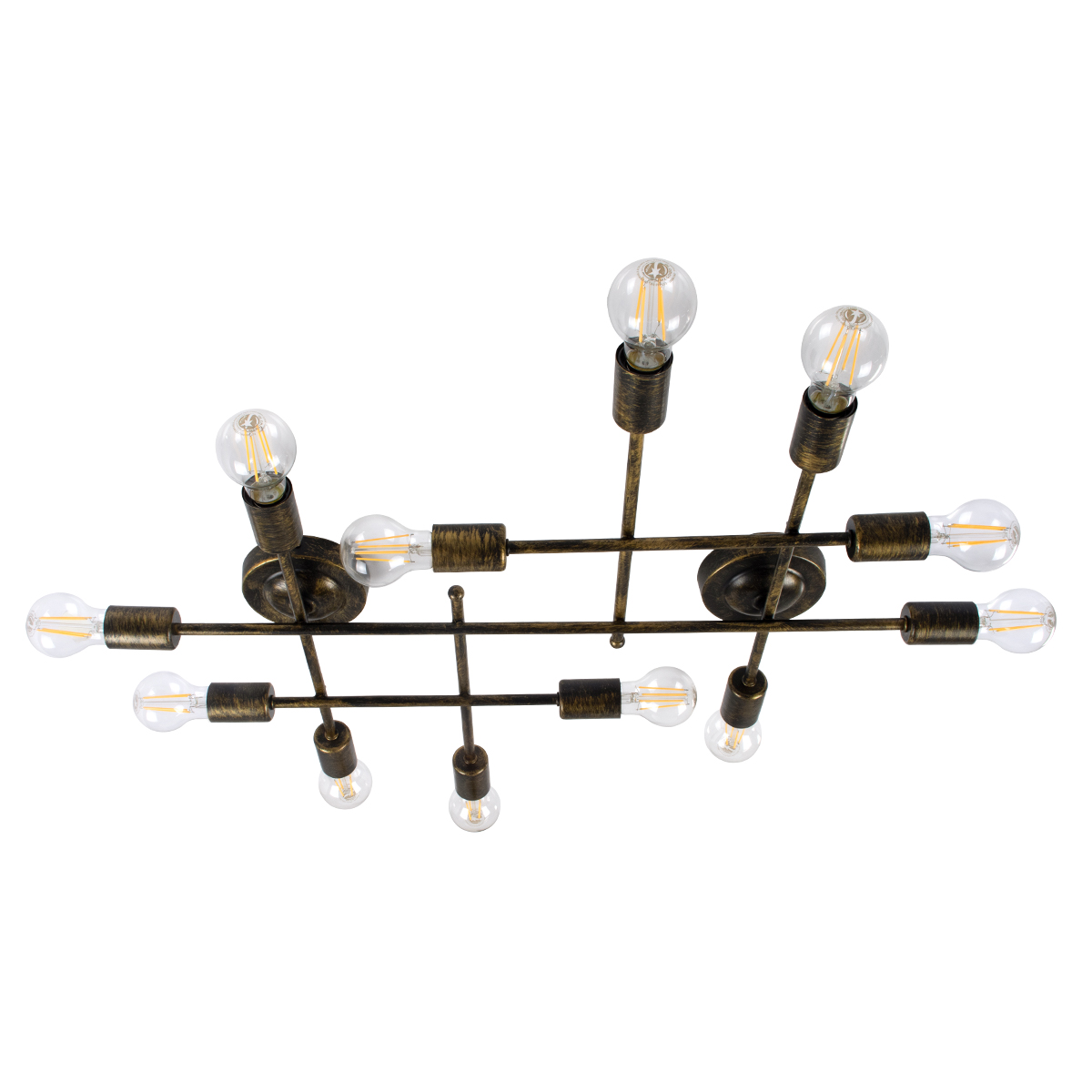GloboStar® PIPING 00669 Vintage Επιτοίχιο Φωτιστικό Πολύφωτο 12 x E27 IP20 Μπρούτζινο Μέταλλο - Μ78.5 x Π9.5 x Υ64cm