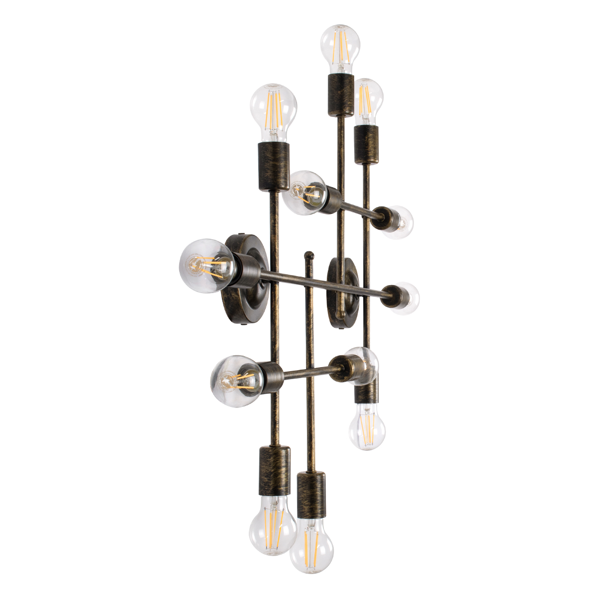 GloboStar® PIPING 00669 Vintage Επιτοίχιο Φωτιστικό Πολύφωτο 12 x E27 IP20 Μπρούτζινο Μέταλλο - Μ78.5 x Π9.5 x Υ64cm