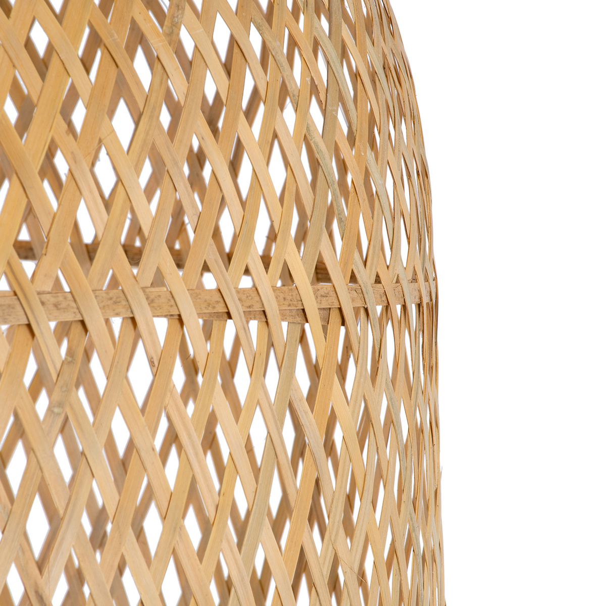 GloboStar® CALERO 00670 Boho Κρεμαστό Φωτιστικό Καμπάνα Μονόφωτο 1 x E27 IP20 Μπεζ Ξύλο - Μ60 x Π60 x Y120cm