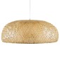 GloboStar® SAN TROPEZ 00673 Boho Κρεμαστό Φωτιστικό Πλέγμα Μονόφωτο 1 x E27 IP20 Μπεζ Ξύλο - Μ100 x Π100 x Y35cm
