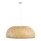 GloboStar® SAN TROPEZ 00674 Boho Κρεμαστό Φωτιστικό Ανάρτηση Μονόφωτο 1 x E27 IP20 Μπεζ Ξύλο - Μ80 x Π80 x Y28cm