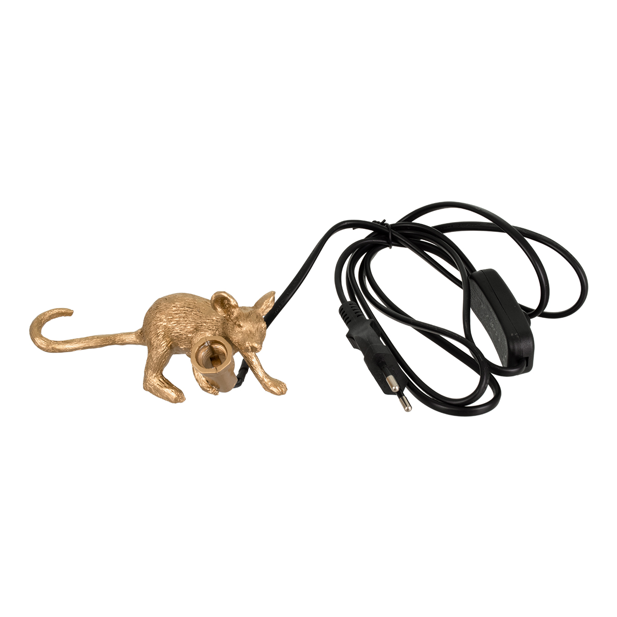 GloboStar® MOUSE 00677 Vintage Επιτραπέζιο Φωτιστικό Πορτατίφ Λαμπατέρ Μονόφωτο με Ντουί 1 x E12 AC 230V Χρυσό Πλαστικό Μ13 x Π4 x Υ7cm