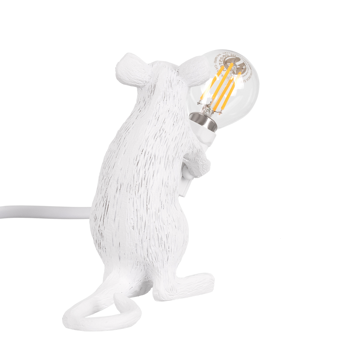 GloboStar® MOUSE 00679 Μοντέρνο Επιτραπέζιο Φωτιστικό Πορτατίφ Λαμπατέρ Μονόφωτο με Ντουί 1 x E12 AC 230V Λευκό Πλαστικό Μ12 x Π4 x Υ10cm