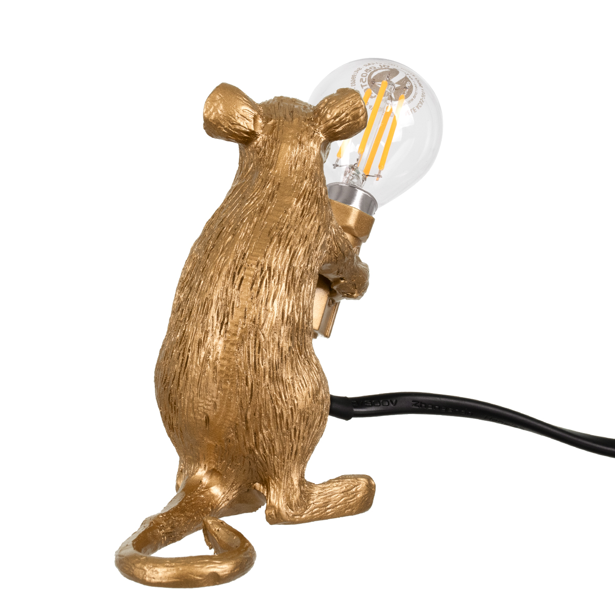 GloboStar® MOUSE 00680 Vintage Επιτραπέζιο Φωτιστικό Πορτατίφ Λαμπατέρ Μονόφωτο με Ντουί 1 x E12 AC 230V Χρυσό Πλαστικό Μ12 x Π4 x Υ10cm