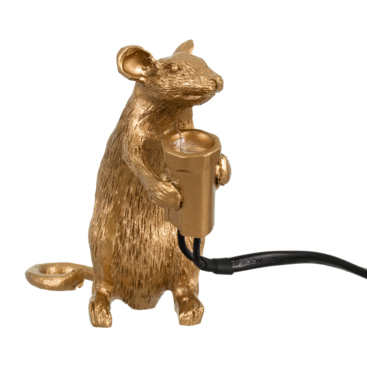 GloboStar® MOUSE 00680 Vintage Επιτραπέζιο Φωτιστικό Πορτατίφ Λαμπατέρ Μονόφωτο με Ντουί 1 x E12 AC 230V Χρυσό Πλαστικό Μ12 x Π4 x Υ10cm