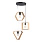 GloboStar® ELISE 00683 Μοντέρνο Κρεμαστό Φωτιστικό Ανάρτηση Τρίφωτο 3 x E27 IP20 Μπεζ Ξύλο με Μαύρο Μέταλλο - Μ55 x Π55 x Υ130cm