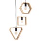 GloboStar® ELISE 00683 Μοντέρνο Κρεμαστό Φωτιστικό Ανάρτηση Τρίφωτο 3 x E27 IP20 Μπεζ Ξύλο με Μαύρο Μέταλλο - Μ55 x Π55 x Υ130cm