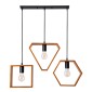 GloboStar® ELISE 00684 Μοντέρνο Κρεμαστό Φωτιστικό Ράγα Τρίφωτο 3 x E27 IP20 Καφέ Ξύλο με Μαύρο Μέταλλο - Μ76 x Π8 x Υ130cm