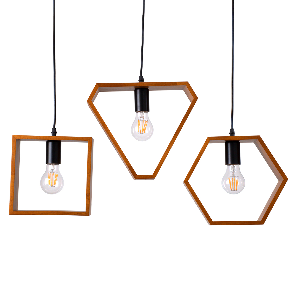 GloboStar® ELISE 00684 Μοντέρνο Κρεμαστό Φωτιστικό Ράγα Τρίφωτο 3 x E27 IP20 Καφέ Ξύλο με Μαύρο Μέταλλο - Μ76 x Π8 x Υ130cm