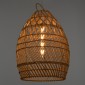 GloboStar® TAHITI 00710 Boho Κρεμαστό Φωτιστικό Πλέγμα Μονόφωτο 1 x E27 IP20 Μπεζ Ξύλο - Μ38 x Π38 x Υ50cm