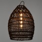 GloboStar® TAHITI 00711 Boho Κρεμαστό Φωτιστικό Πλέγμα Μονόφωτο 1 x E27 IP20 Καφέ Ξύλο - Μ38 x Π38 x Υ50cm