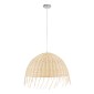 GloboStar® JAKARTA 00712 Boho Κρεμαστό Φωτιστικό Καμπάνα Μονόφωτο 1 x E27 IP20 Μπέζ Ξύλο - Μ50 x Π50 x Υ36cm