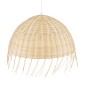 GloboStar® JAKARTA 00712 Boho Κρεμαστό Φωτιστικό Καμπάνα Μονόφωτο 1 x E27 IP20 Μπέζ Ξύλο - Μ50 x Π50 x Υ36cm