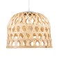 GloboStar® MANGEA 00715 Boho Κρεμαστό Φωτιστικό Πλέγμα Μονόφωτο 1 x E27 IP20 Μπεζ Ξύλο - Μ35 x Π35 x Υ22cm