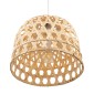GloboStar® MANGEA 00715 Boho Κρεμαστό Φωτιστικό Πλέγμα Μονόφωτο 1 x E27 IP20 Μπεζ Ξύλο - Μ35 x Π35 x Υ22cm