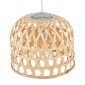 GloboStar® MANGEA 00715 Boho Κρεμαστό Φωτιστικό Πλέγμα Μονόφωτο 1 x E27 IP20 Μπεζ Ξύλο - Μ35 x Π35 x Υ22cm