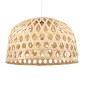GloboStar® MANGEA 00716 Boho Κρεμαστό Φωτιστικό Πλέγμα Μονόφωτο 1 x E27 IP20 Μπέζ Ξύλο - Μ50 x Π50 x Υ34cm