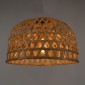 GloboStar® MANGEA 00716 Boho Κρεμαστό Φωτιστικό Πλέγμα Μονόφωτο 1 x E27 IP20 Μπέζ Ξύλο - Μ50 x Π50 x Υ34cm