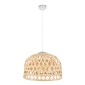 GloboStar® MANGEA 00716 Boho Κρεμαστό Φωτιστικό Πλέγμα Μονόφωτο 1 x E27 IP20 Μπέζ Ξύλο - Μ50 x Π50 x Υ34cm