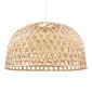 GloboStar® MANGEA 00717 Boho Κρεμαστό Φωτιστικό Πλέγμα Μονόφωτο 1 x E27 IP20 Μπεζ Ξύλο - Μ100 x Π100 x Υ59cm