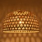 GloboStar® MANGEA 00717 Boho Κρεμαστό Φωτιστικό Πλέγμα Μονόφωτο 1 x E27 IP20 Μπεζ Ξύλο - Μ100 x Π100 x Υ59cm