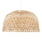 GloboStar® MANGEA 00717 Boho Κρεμαστό Φωτιστικό Πλέγμα Μονόφωτο 1 x E27 IP20 Μπεζ Ξύλο - Μ100 x Π100 x Υ59cm