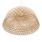 GloboStar® MANGEA 00717 Boho Κρεμαστό Φωτιστικό Πλέγμα Μονόφωτο 1 x E27 IP20 Μπεζ Ξύλο - Μ100 x Π100 x Υ59cm